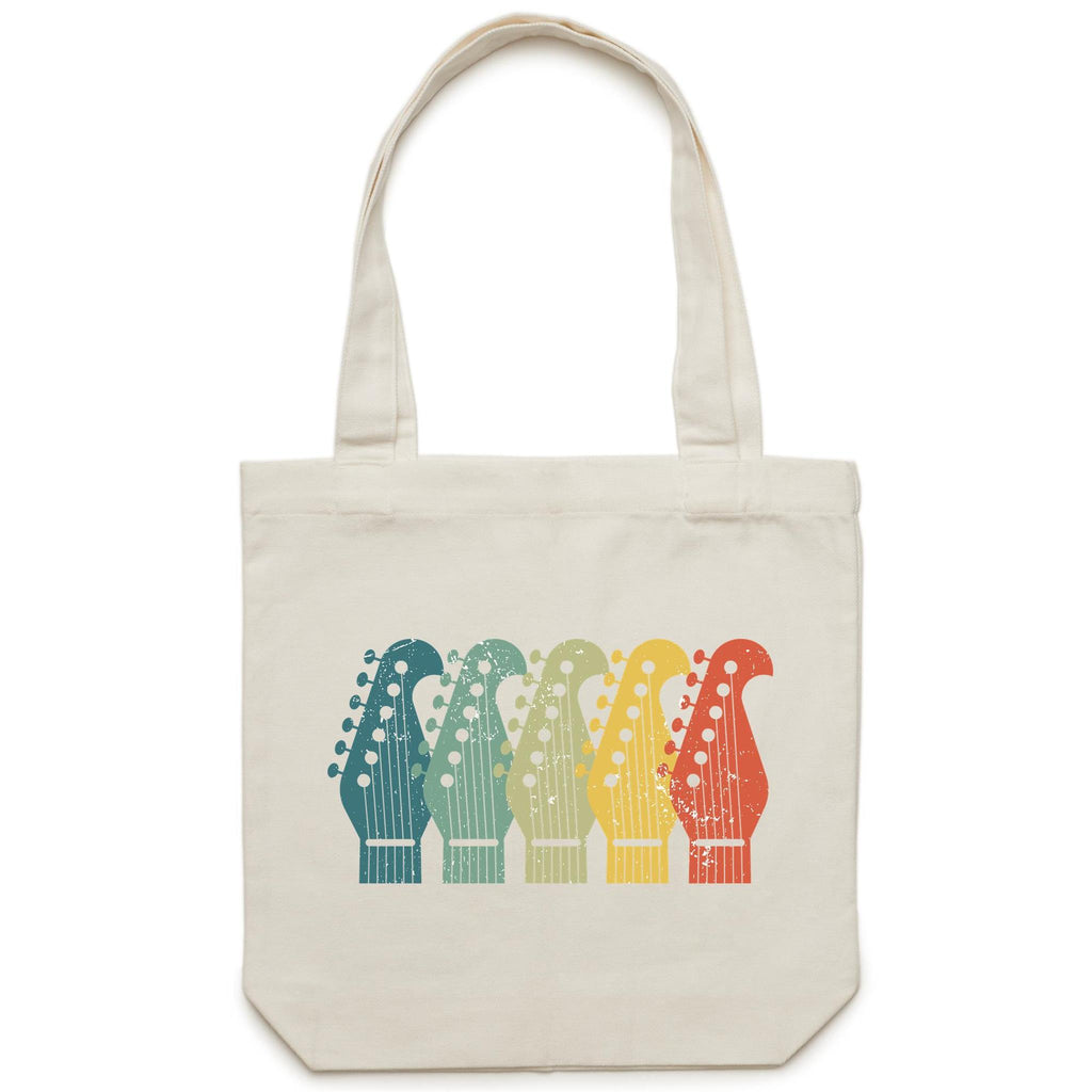 Guitar Headstocks - Canvas Tote Bag Cream One Size Tote Bag Printed In Australia
