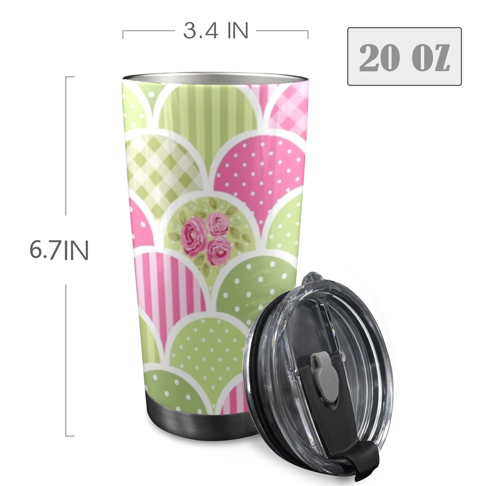 Floral Tabs - 20oz Mobile Tumbler with Lid (Black Lock) 20oz Travel Mug Plants Printed Offshore