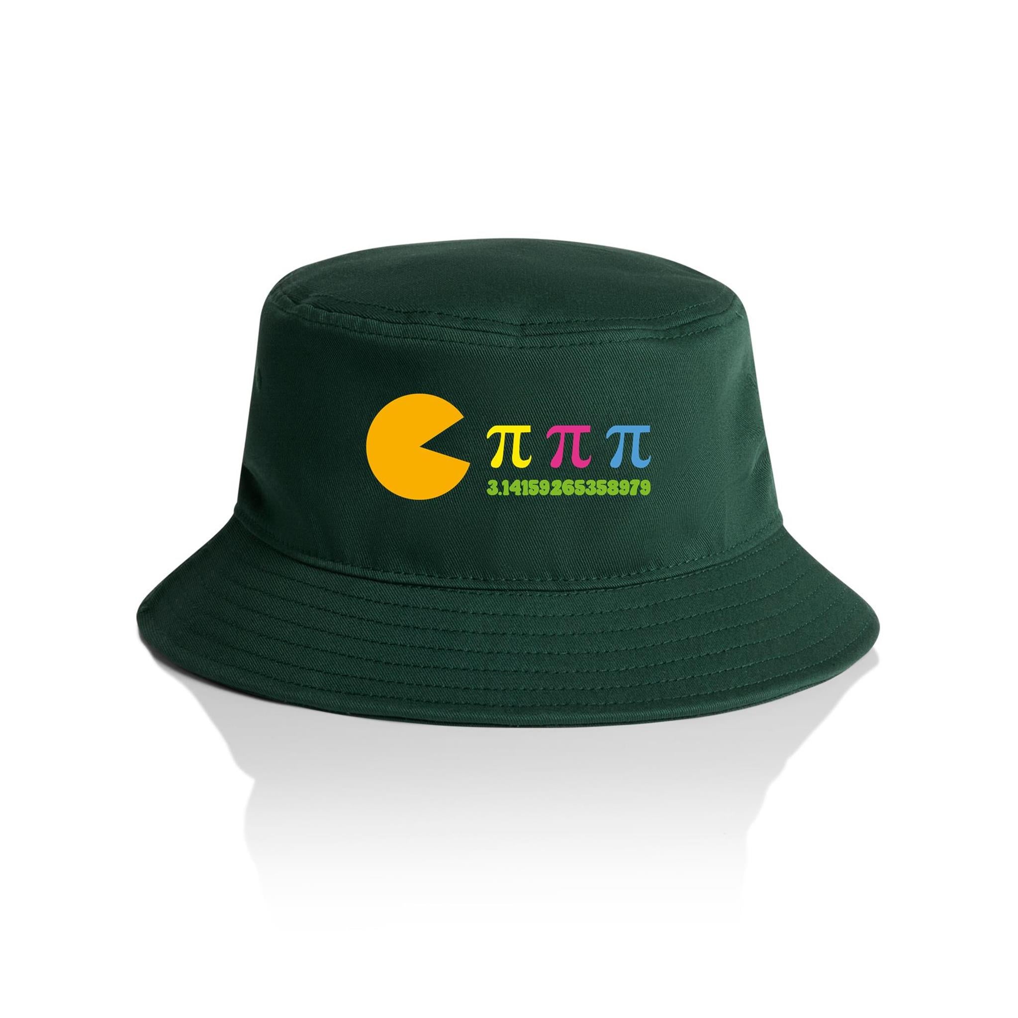 Hungry For Pi - AS Colour Bucket Hat Forest Green One Size As Colour Bucket Hat Games Maths Printed In Australia