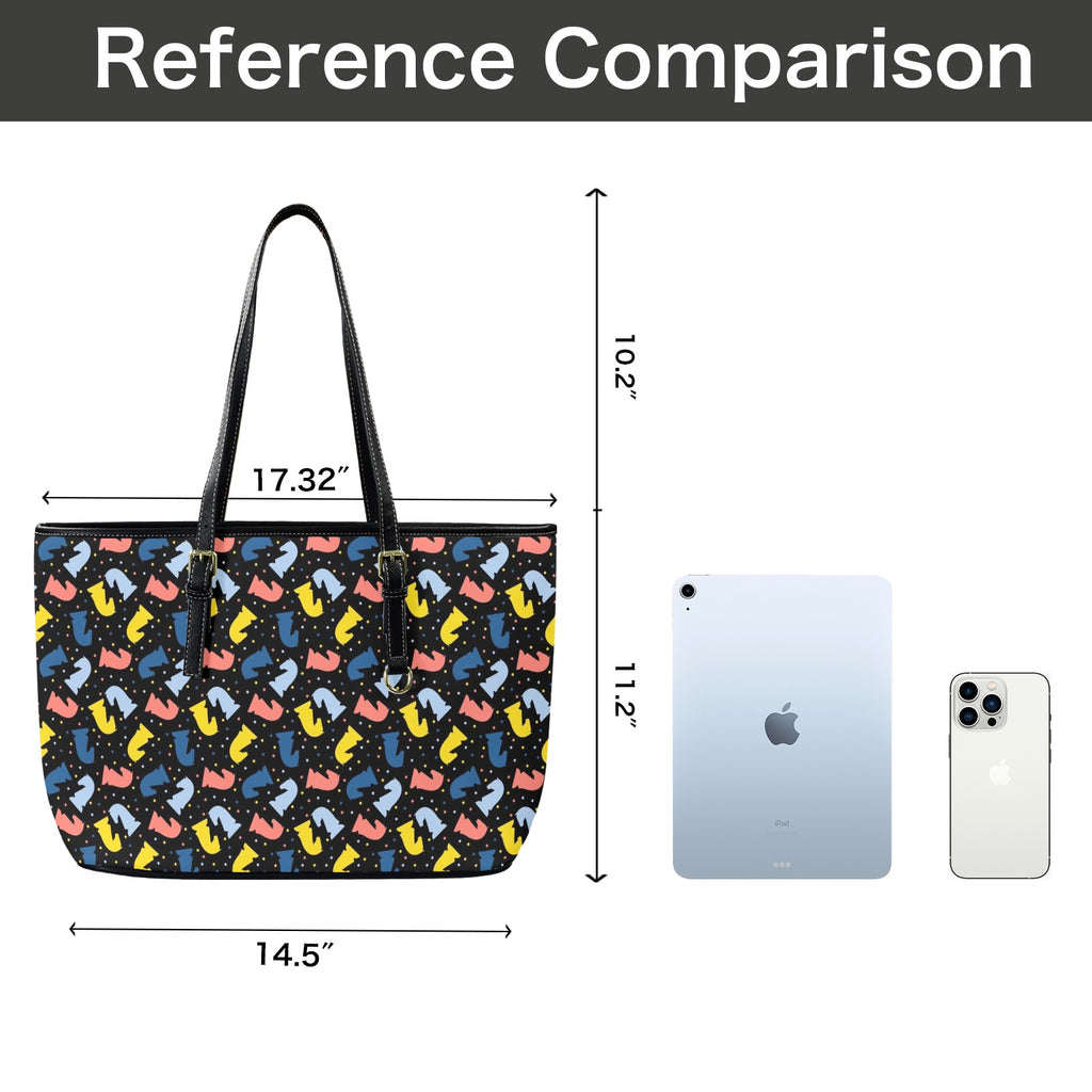 Colourful Chess PU Leather Tote Bag Large