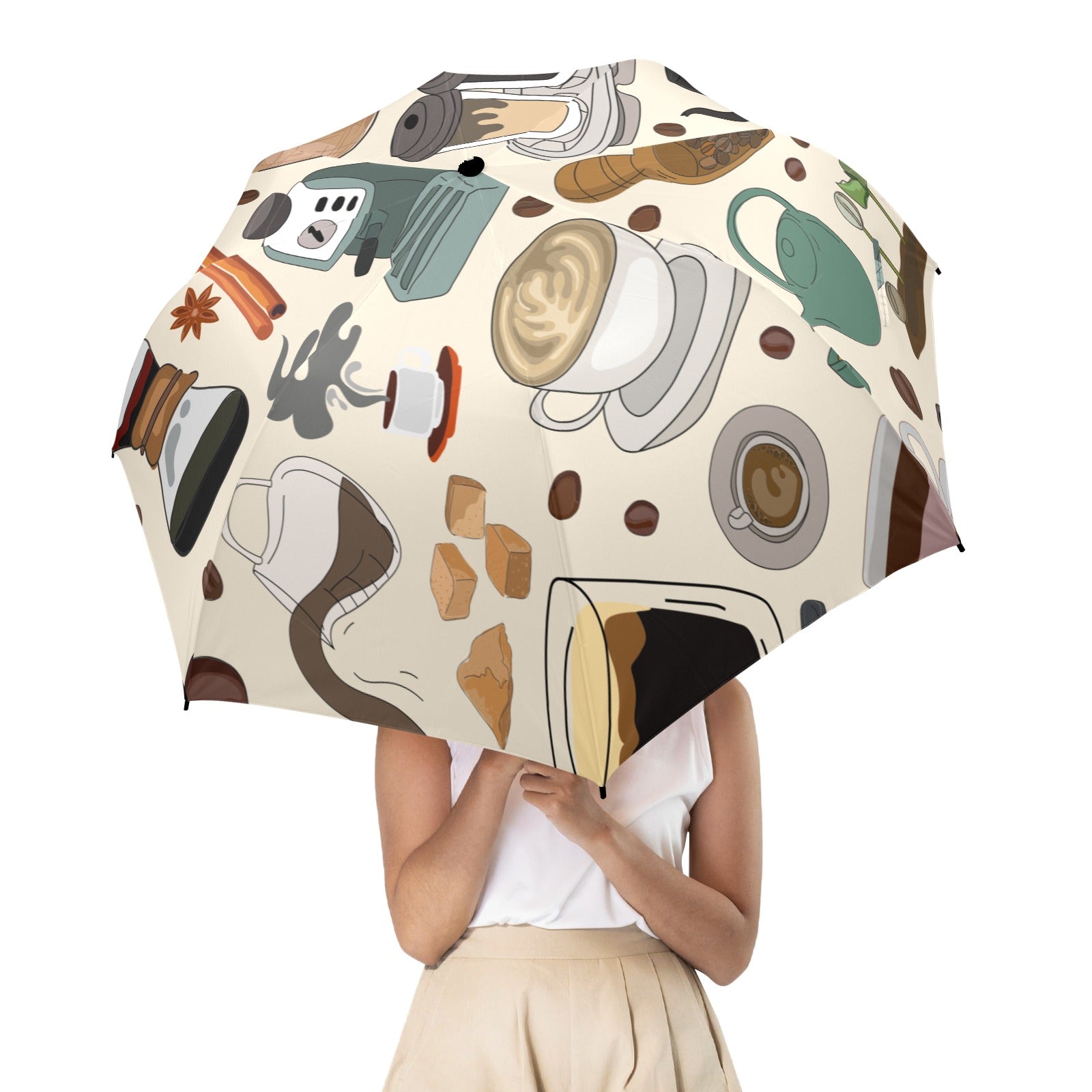 All The Coffee - Semi-Automatic Foldable Umbrella (Model U12) Semi-Automatic Foldable Umbrella (U12)