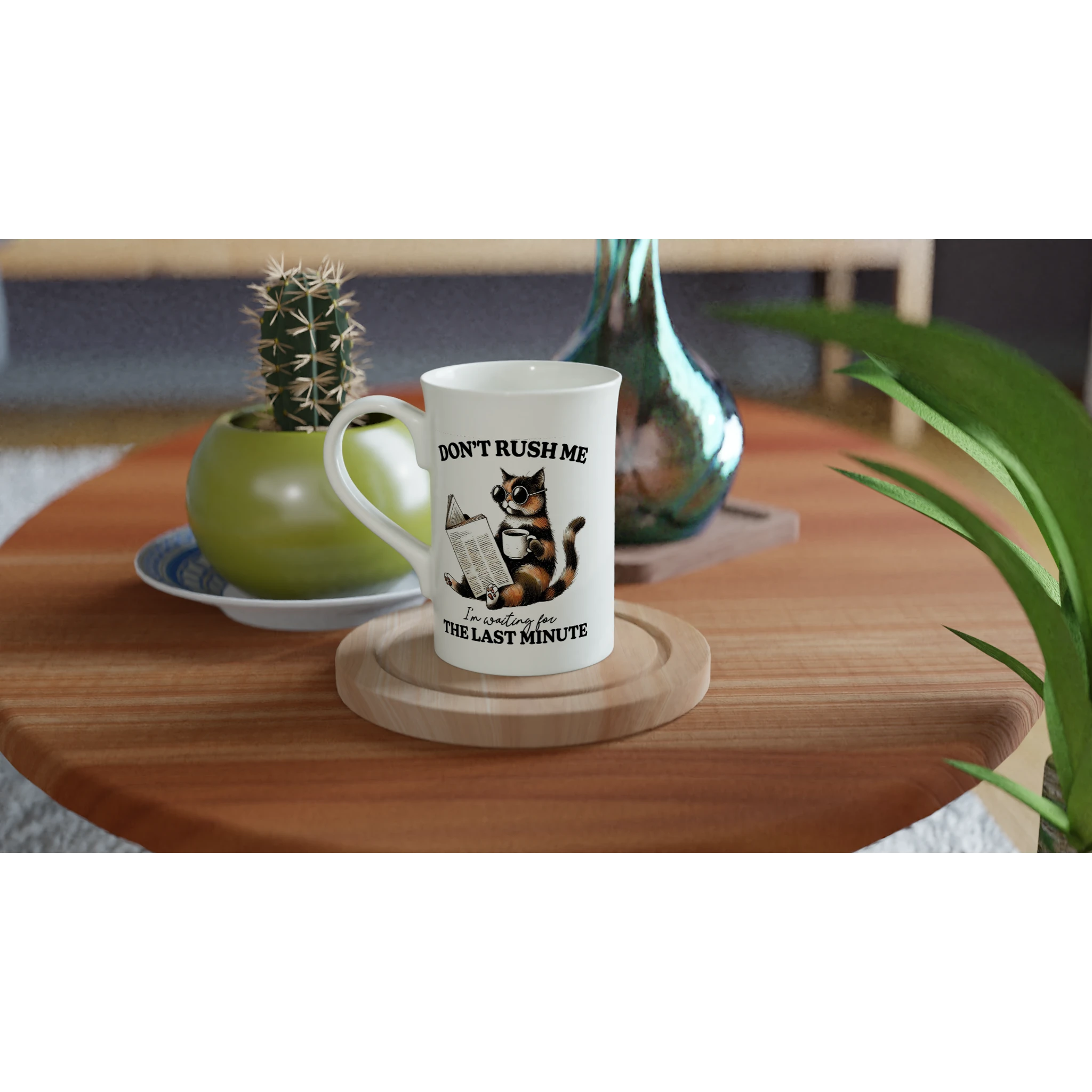 Personalise - Don't Rush Me, Cat - White 10oz Porcelain Slim Mug Personalised Porcelain Mug animal Globally Fulfilled