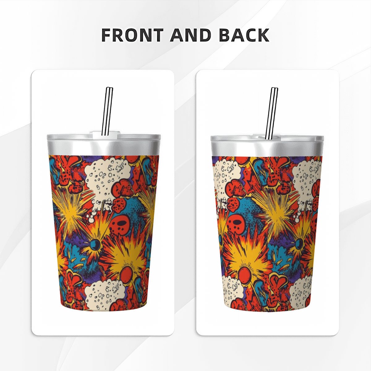 Comic Book Explosions Small Stainless Steel Travel Mug Cup 12oz/350ml