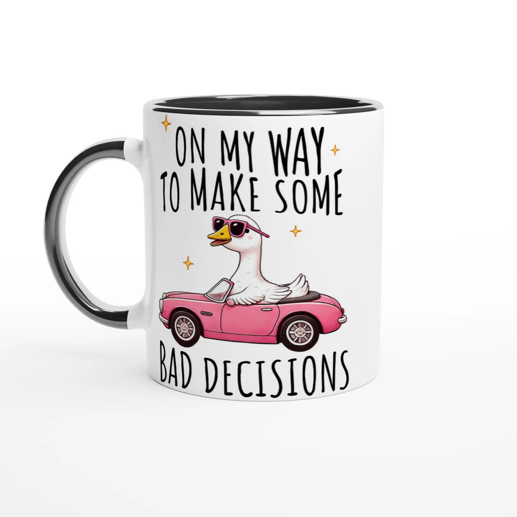 On My Way To Make Some Bad Decisions - White 11oz Ceramic Mug with Colour Inside Ceramic Black Colour 11oz Mug animal Globally Fulfilled
