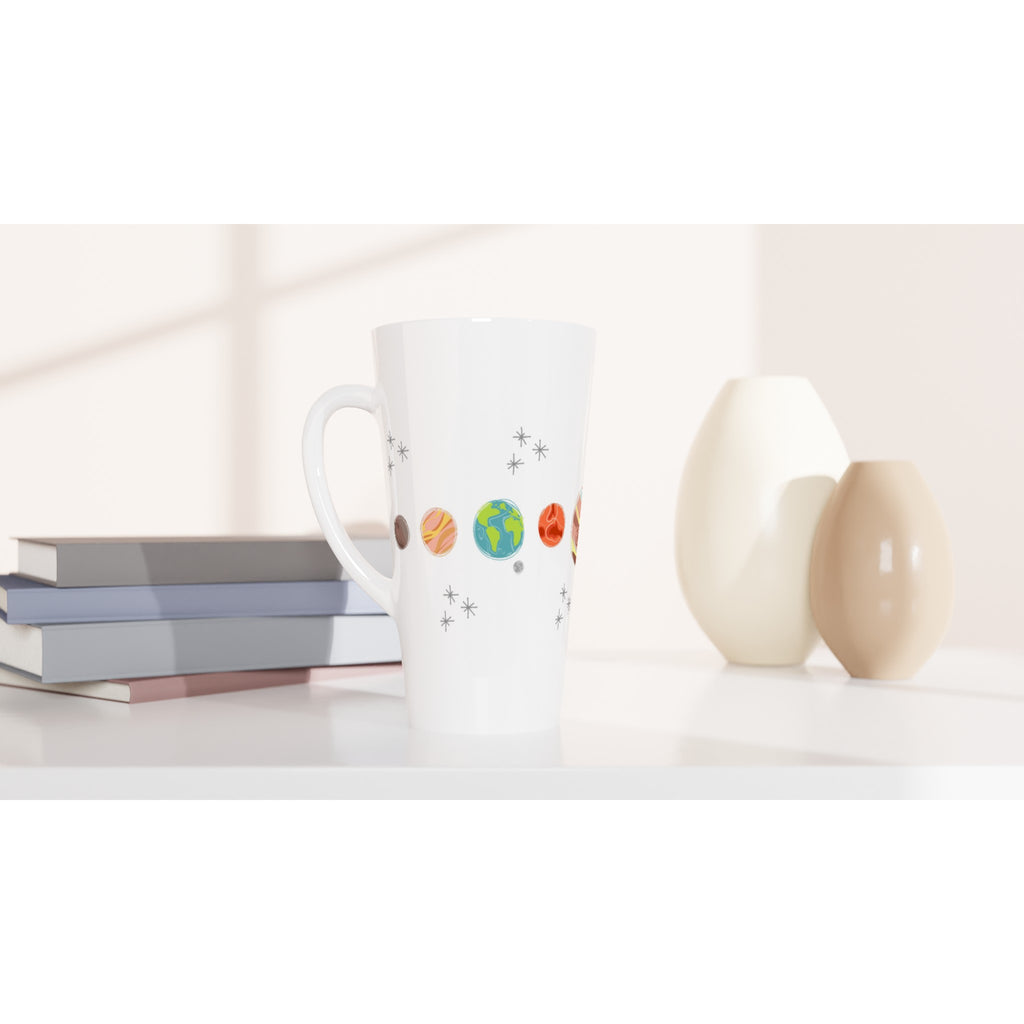 Solar System Planets - White Latte 17oz Ceramic Mug Latte Mug Globally Fulfilled Space