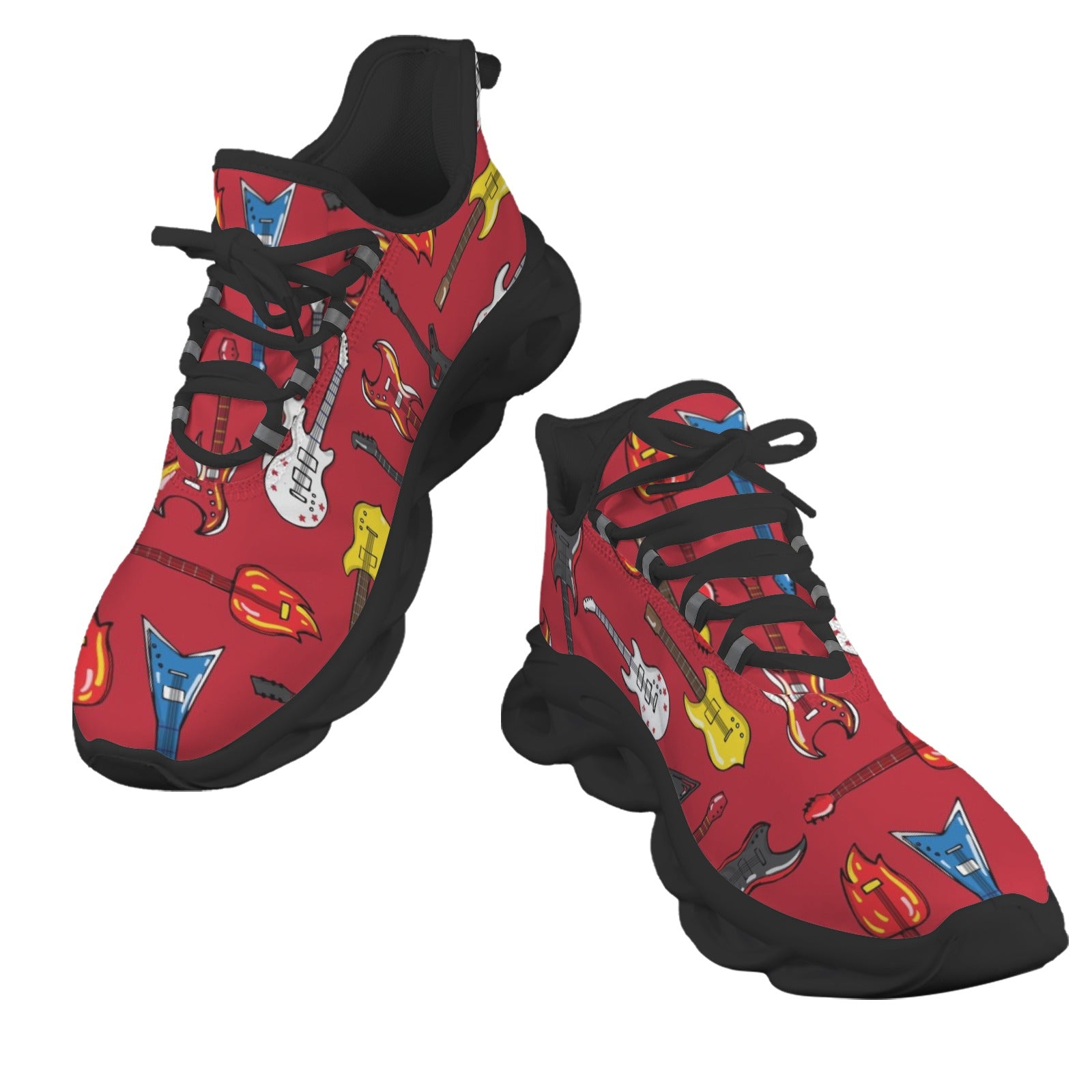 Guitars On Red Men's Twisted Sole Sneakers