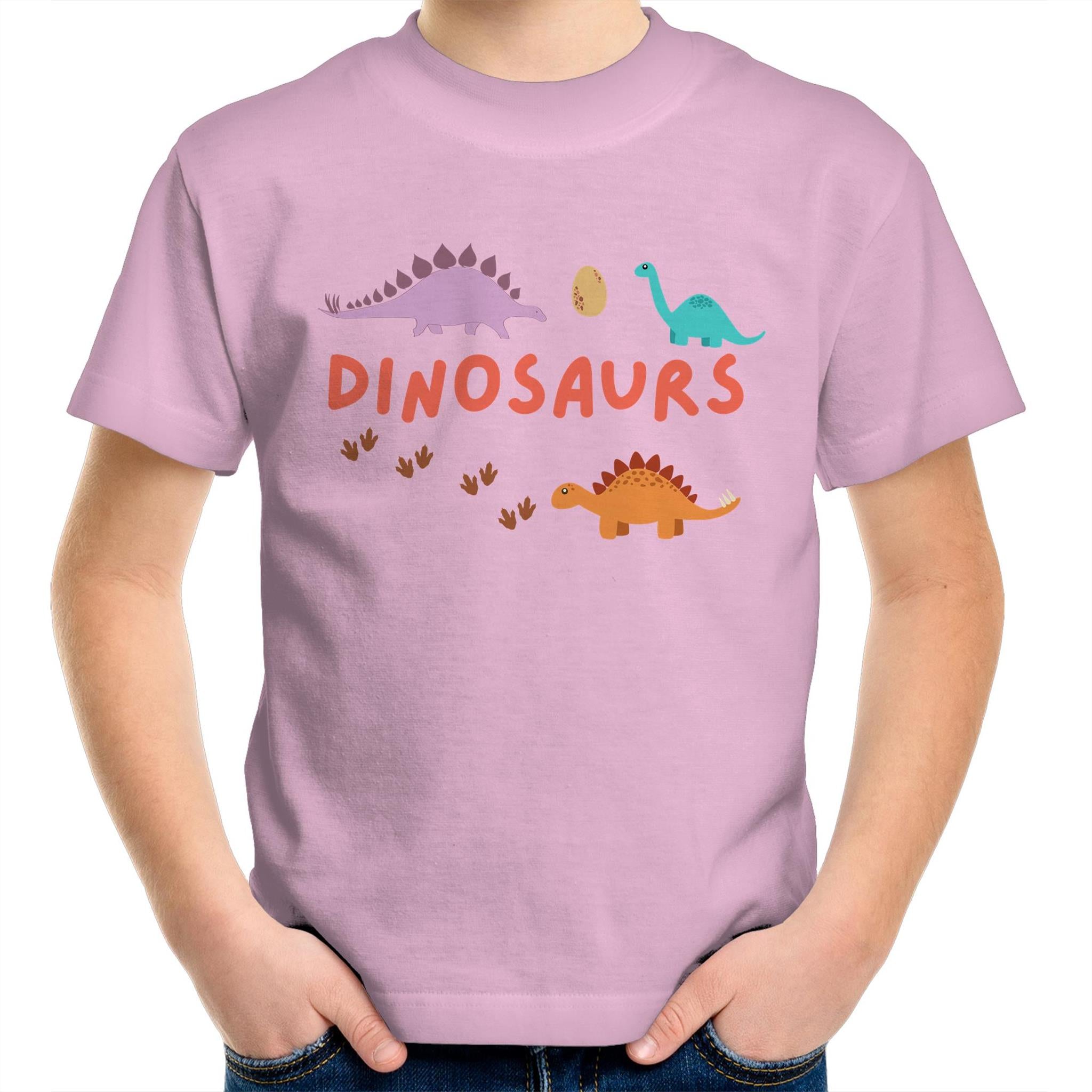 Dinosaurs - Kids Youth T-Shirt Pink Kids Youth T-shirt animal Printed In Australia