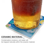 Watercolour Pond - Ceramic Coasters (Square) Ceramic Coasters Printed Offshore