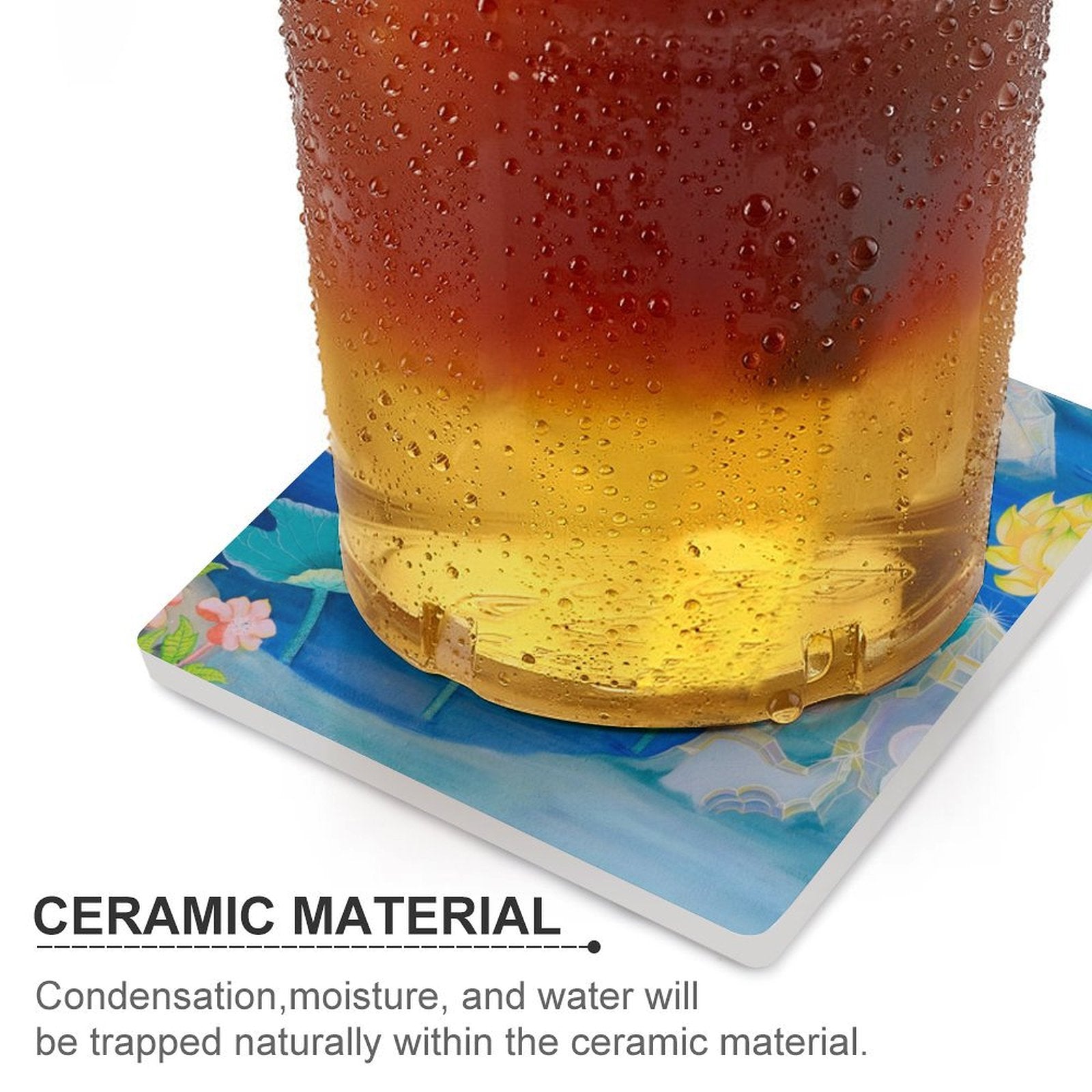 Watercolour Pond - Ceramic Coasters (Square) Ceramic Coasters Printed Offshore