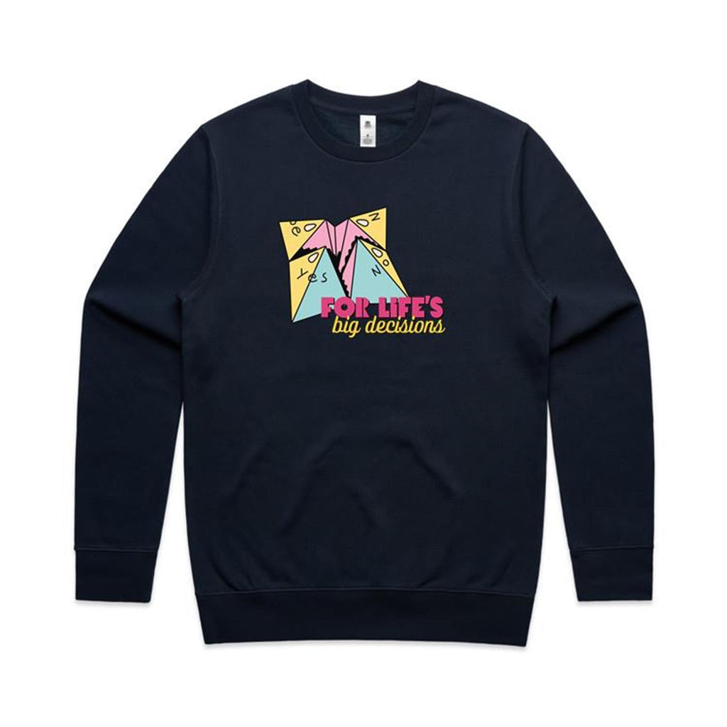 For Life's Big Decisions, Fortune Teller - AS Colour Stencil Crew Navy Sweatshirt Games Printed In Australia