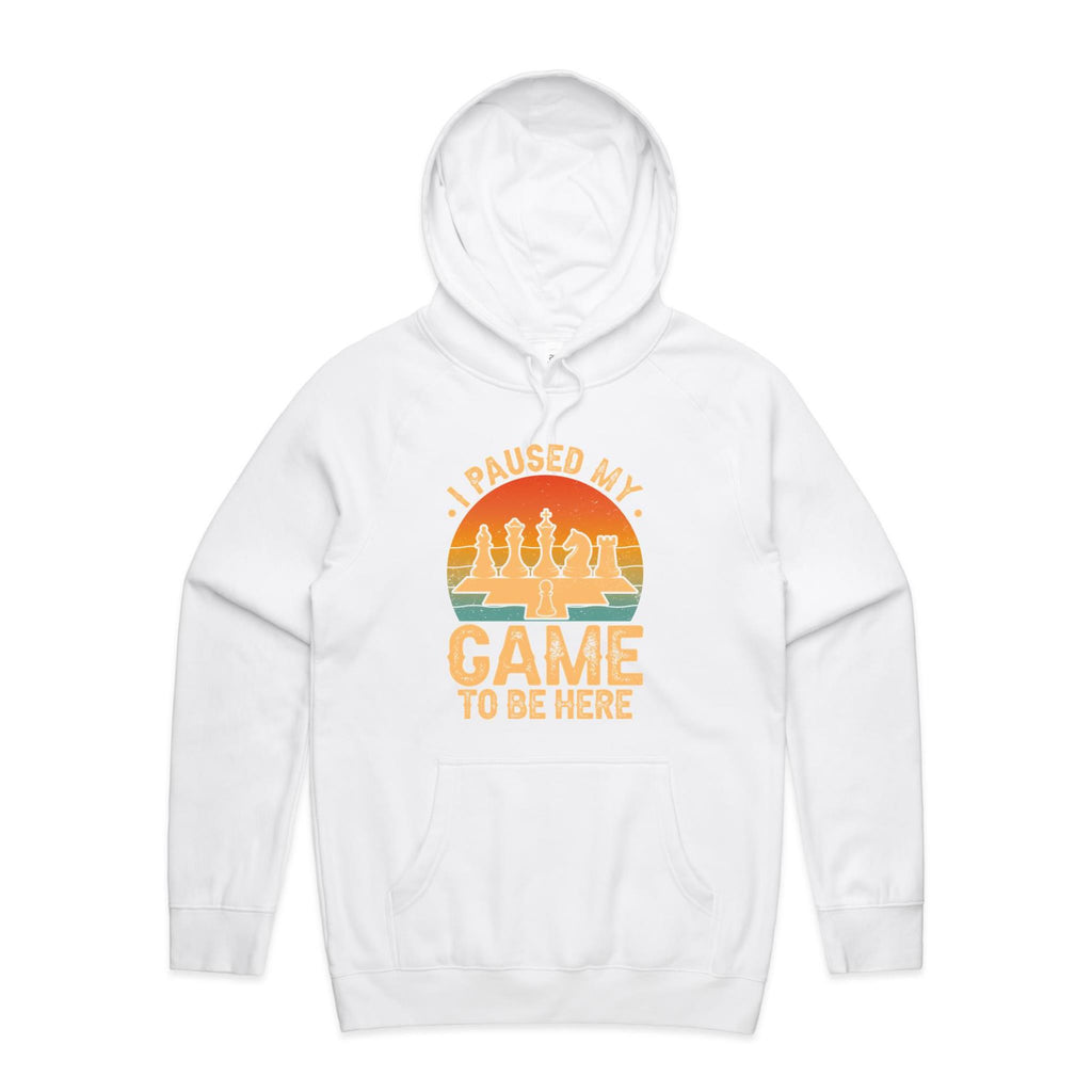 Chess, I Paused My Game To Be Here - Mens Hoodie White Mens Hoodie Chess Games Printed In Australia