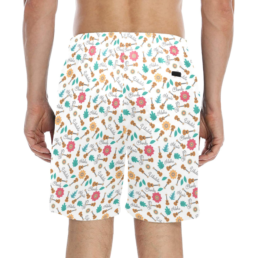 Ukulele Men's Mid-Length Beach Shorts Men's Mid-Length Beach Shorts Music Printed Offshore