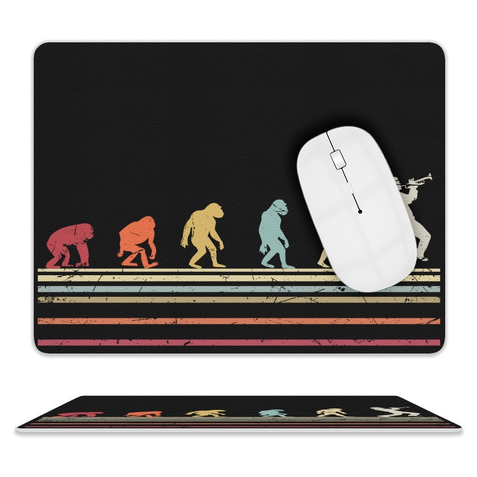 Evolution Of A Trumpet Player Leather Mouse Pad white One size Leather Mouse Pad Music Printed Offshore