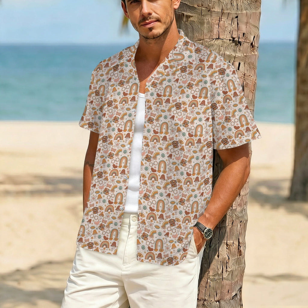 Peace And Love Men's Crinkle Hawaiian Shirt