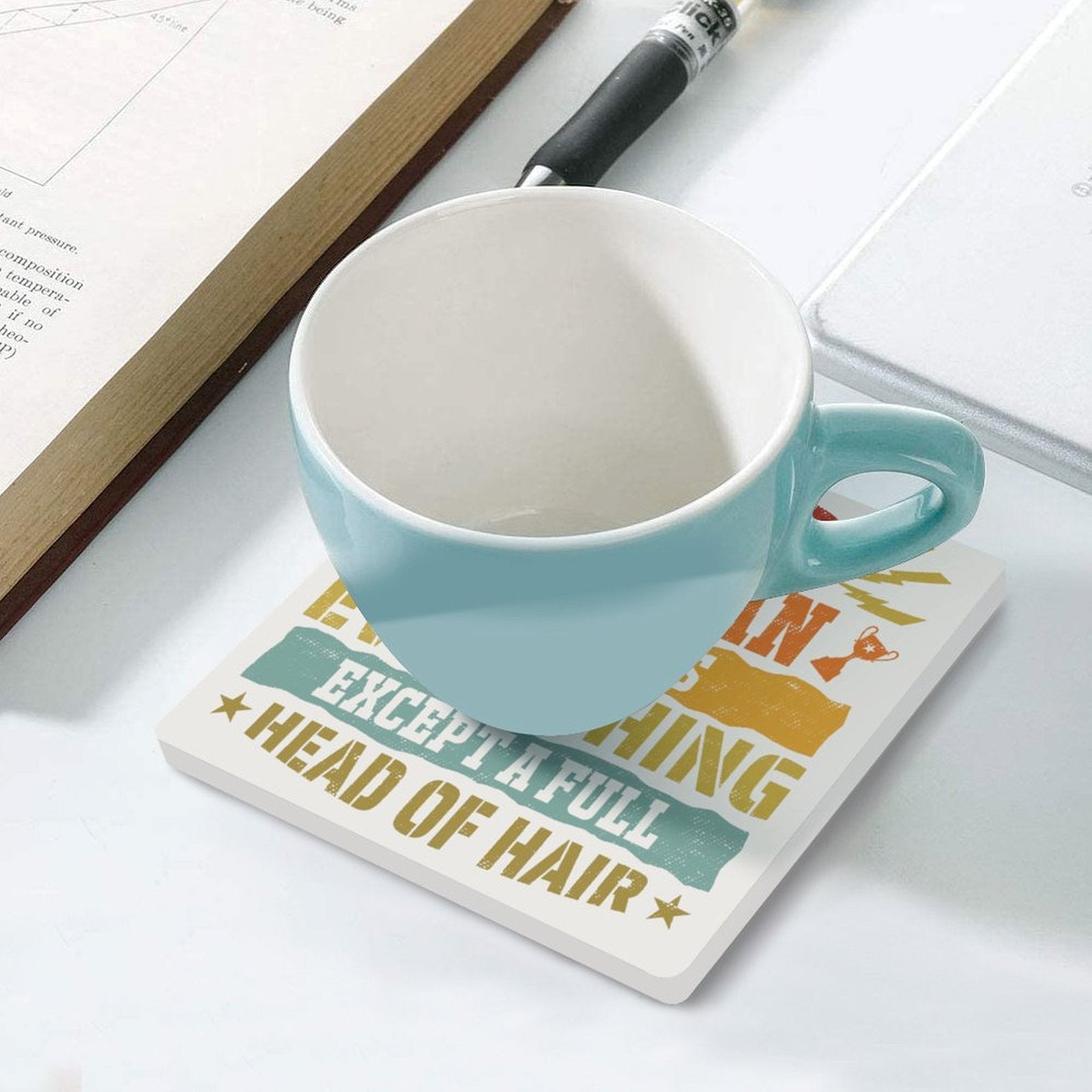 Dad, The Man Who Has Everything Except A Full Head Of Hair Ceramic Coasters (Square) Ceramic Coasters Dad Printed Offshore