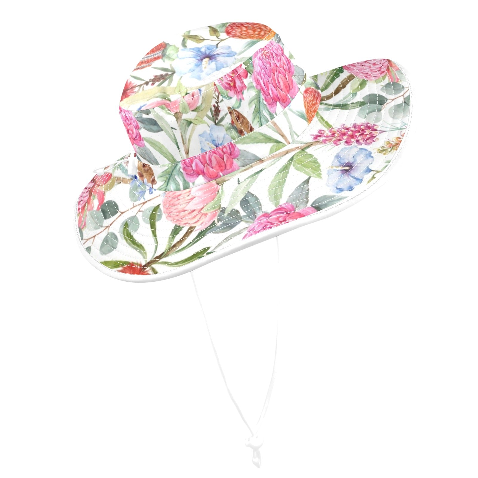 Australian Flowers - Wide Brim Bucket Hat Wide Brim Bucket Hat Plants Printed Offshore