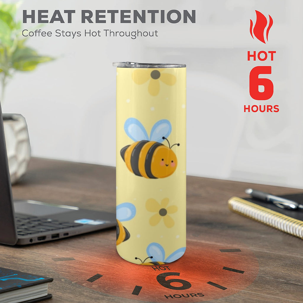 Bright Bees - 20oz Tall Skinny Tumbler with Lid and Straw