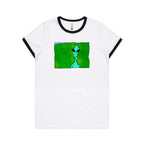 Alien Hedge Meme - Women's Ringer Tee White Black Womens Ringer T-shirt Printed In Australia Sci Fi