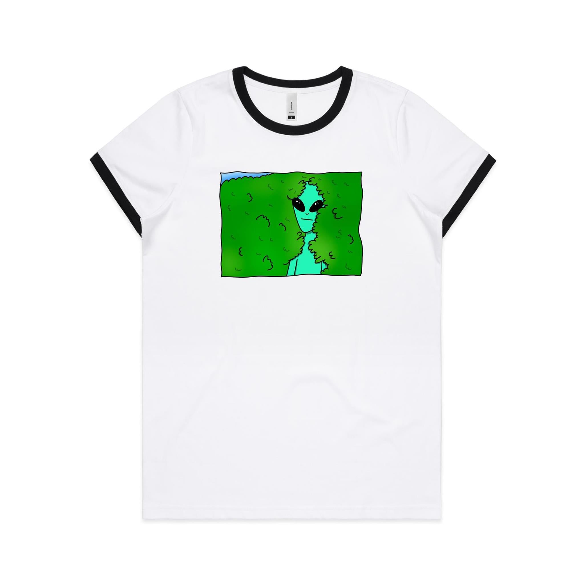 Alien Hedge Meme - Women's Ringer Tee White Black Womens Ringer T-shirt Printed In Australia Sci Fi