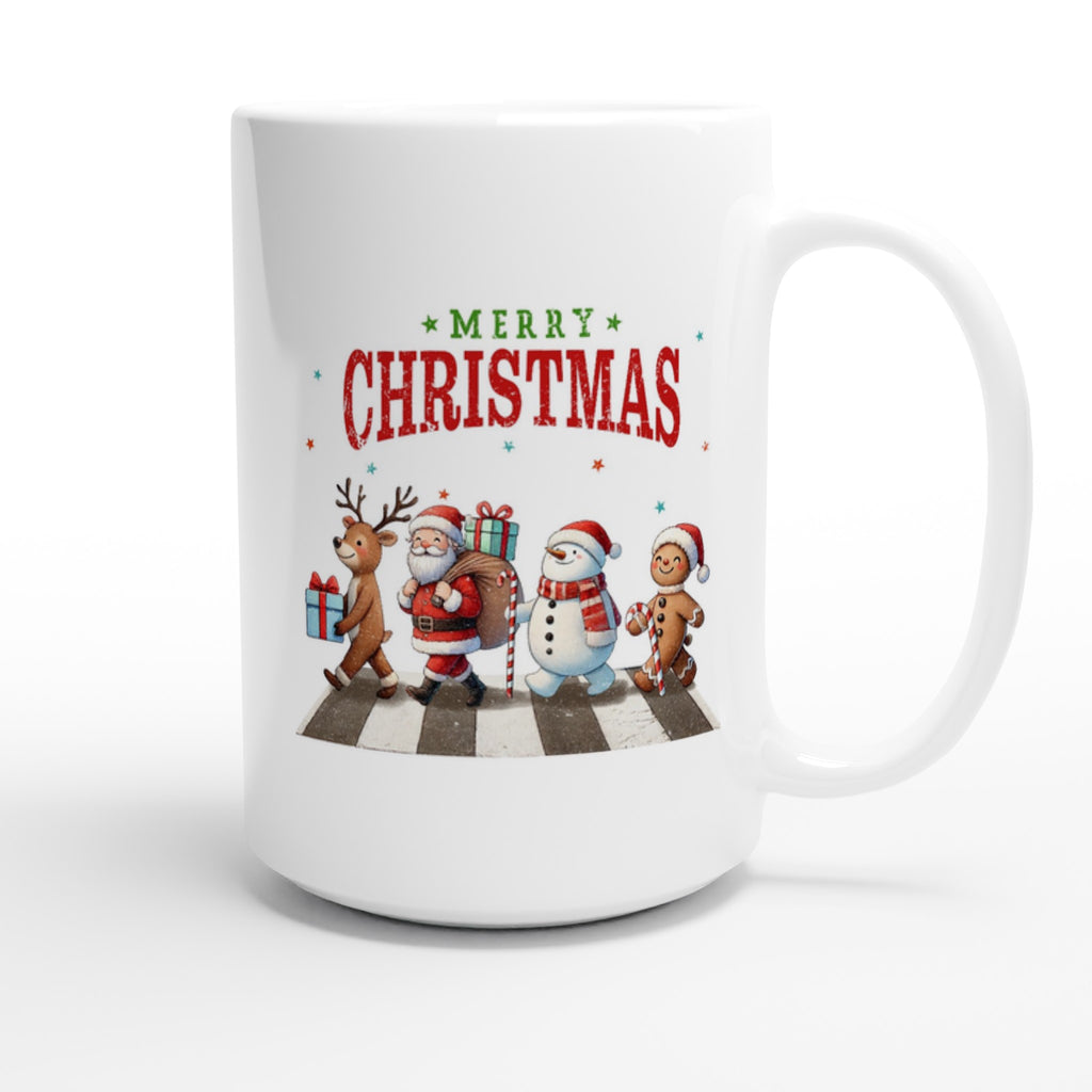 Fab Four, Merry Christmas - White 15oz Ceramic Mug Christmas 15oz Mug Christmas Globally Fulfilled