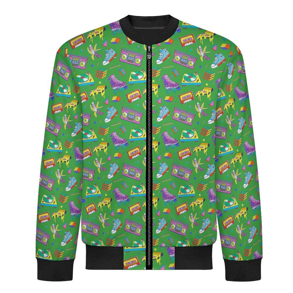 Bright 80's Men's Casual Zip‑Up Bomber Jacket