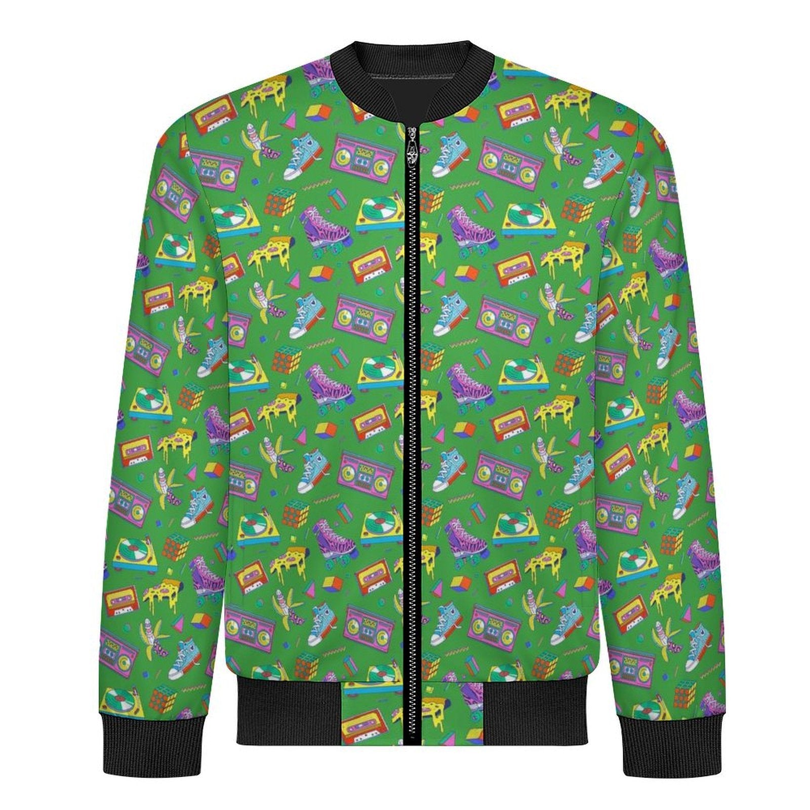 Bright 80's Men's Casual Zip‑Up Bomber Jacket