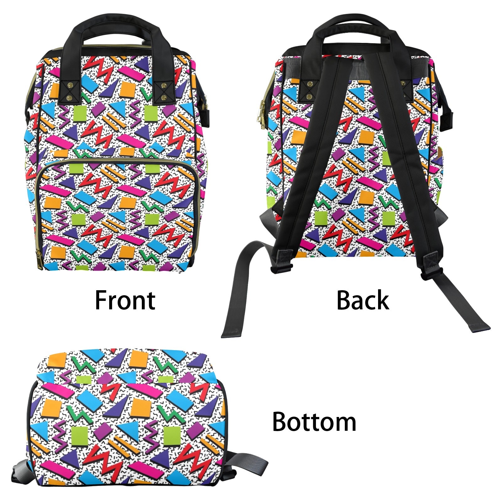 Graphic 80's Multi-Function Backpack, Nappy / Diaper Bag Multi-function Backpack, Nappy / Diaper Bag Printed Offshore Retro