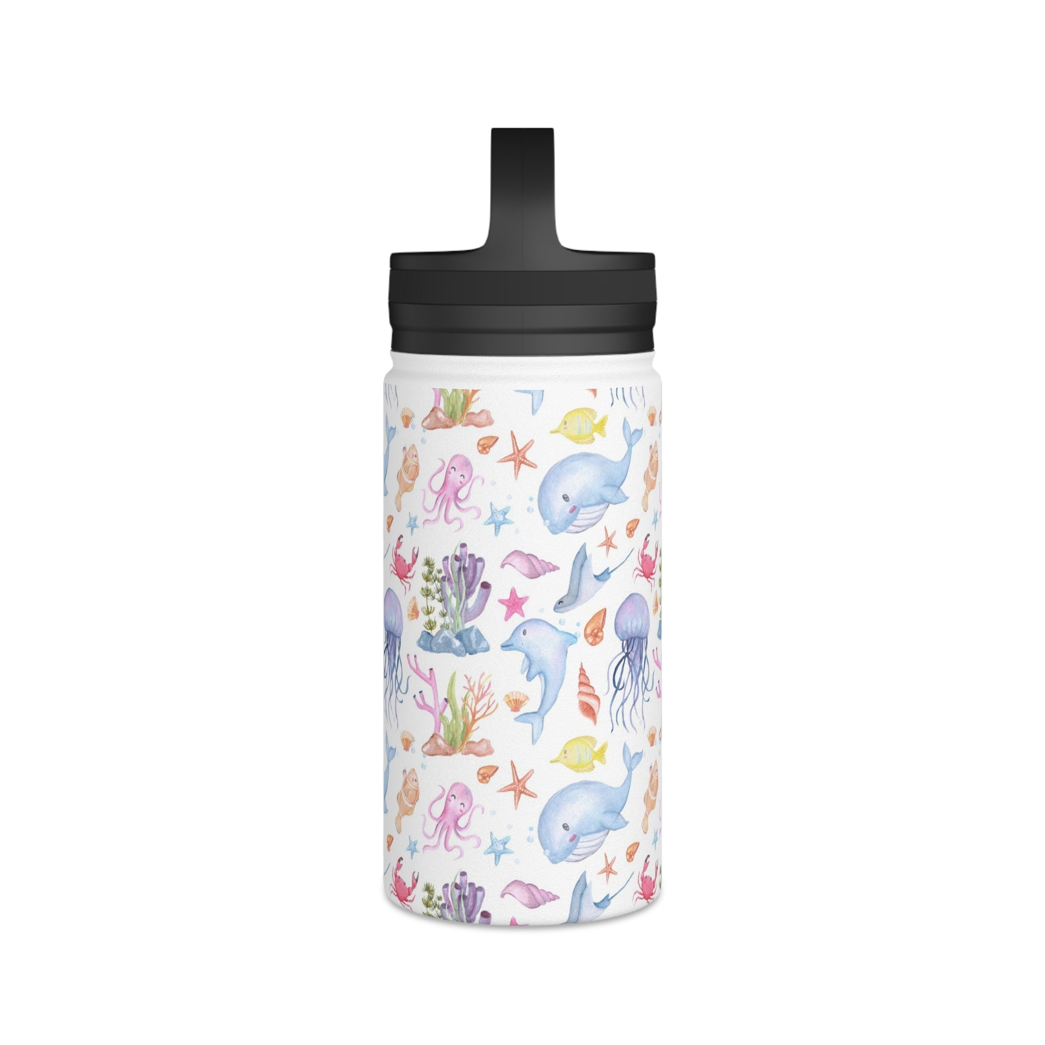 Under The Sea, Ocean Animals Stainless Steel Water Bottle, Handle Lid Stainless Steel Water Bottle With Handle Lid Globally Fulfilled Ocean