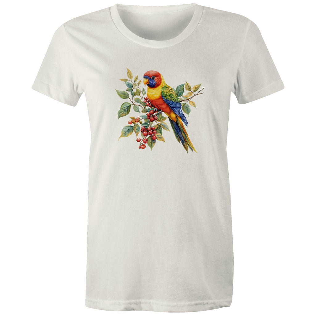 Lorikeet, Australian Birds - Womens T-shirt Natural Womens T-shirt animal Printed In Australia