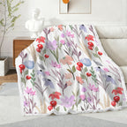 Floral Watercolour - Double-Layer Fleece Blanket 51"x59"