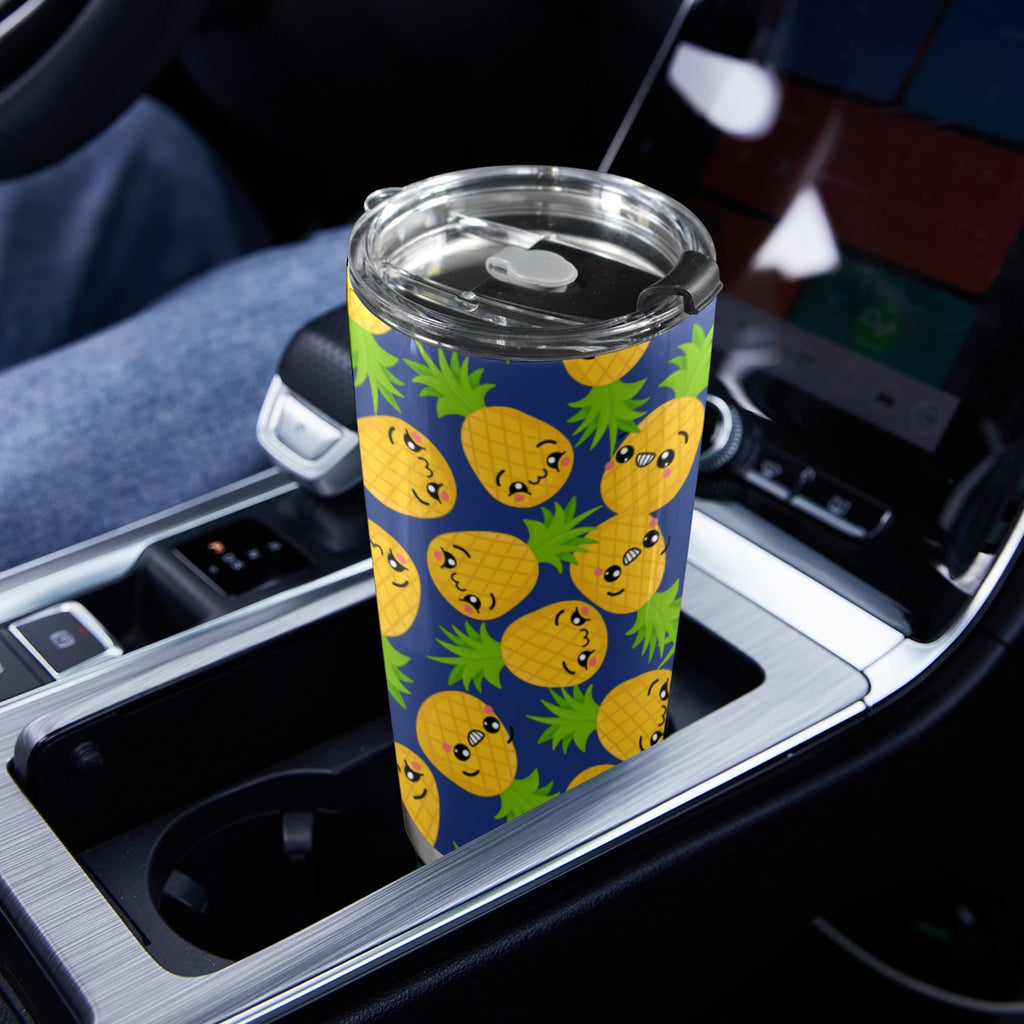 Cool Pineapples - 20oz Mobile Tumbler with Lid (Black Lock) 20oz Travel Mug Food Printed Offshore