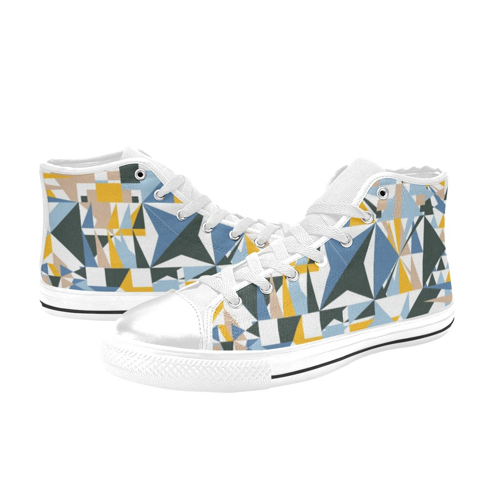 Mosaic - Men's High Top Canvas Shoes