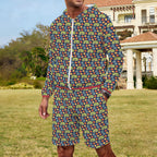 Hippie Caravan Men's Lightweight Sun Hoodie & Shorts Set Men's Lightweight Sun Hoodie & Shorts Printed Offshore Retro