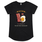 Bacon, You Are Truly Eggcellent - Womens Scoop Neck T-Shirt Black Womens Scoop Neck T-shirt Food Printed In Australia
