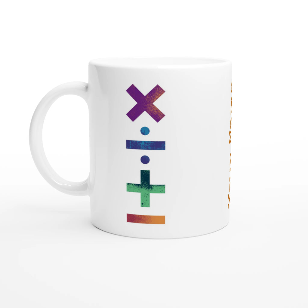 Personalise - Maths Symbols - White 11oz Ceramic Mug Ceramic White Personalised Mug customise Globally Fulfilled Maths personalise Science