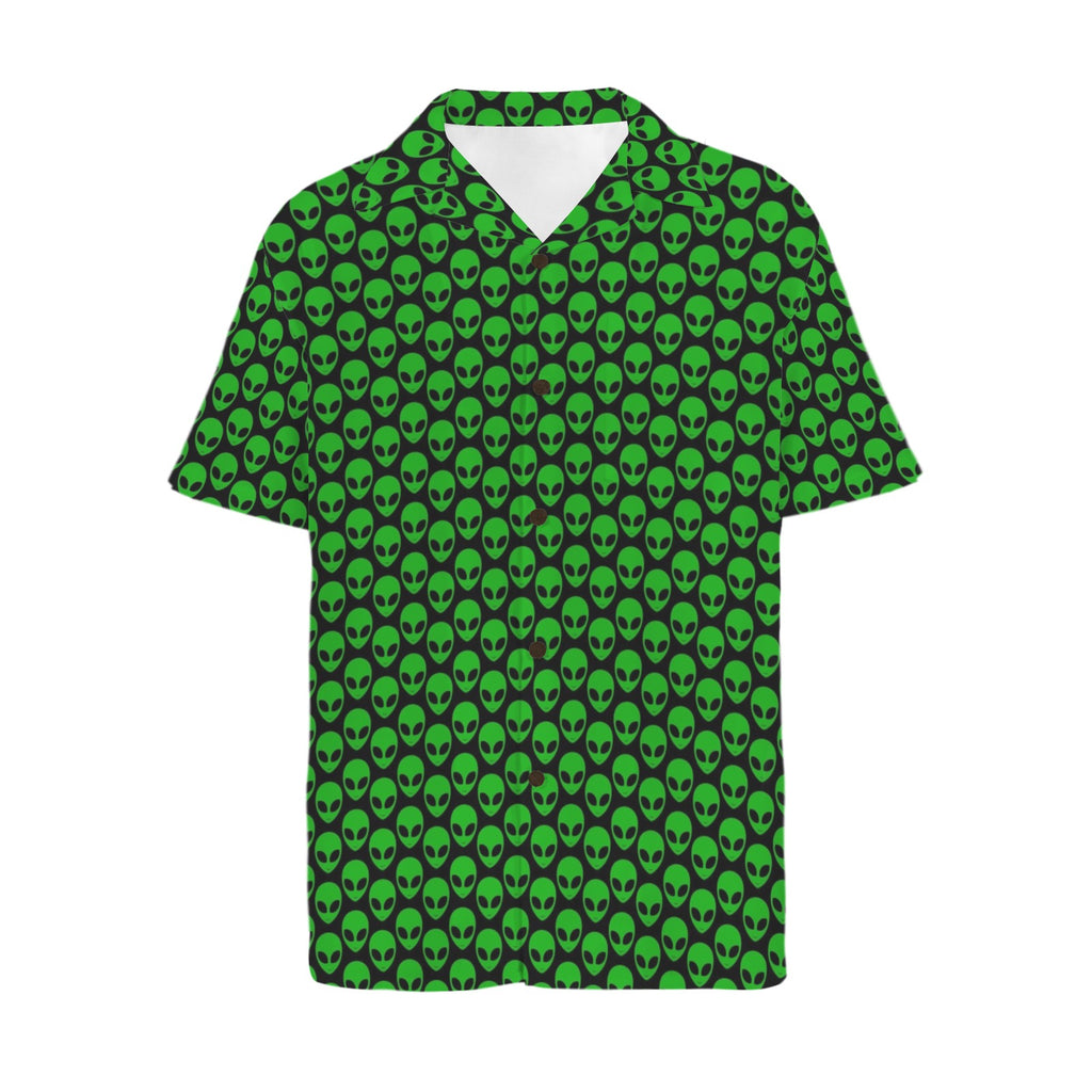 Aliens Men's Short Sleeve Hawaiian Shirt Men's Hawaiian Shirt (New) Printed Offshore Sci Fi