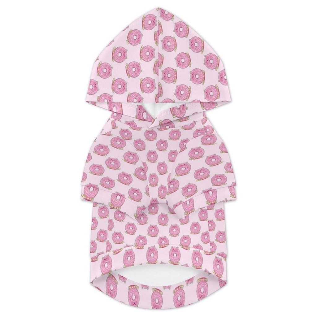 Pink Cat Doughnuts Pet Hoodie (Large Size)