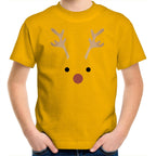 Red Nose Reindeer - Kids Youth T-Shirt Gold Kids Christmas T-shirt Christmas Printed In Australia