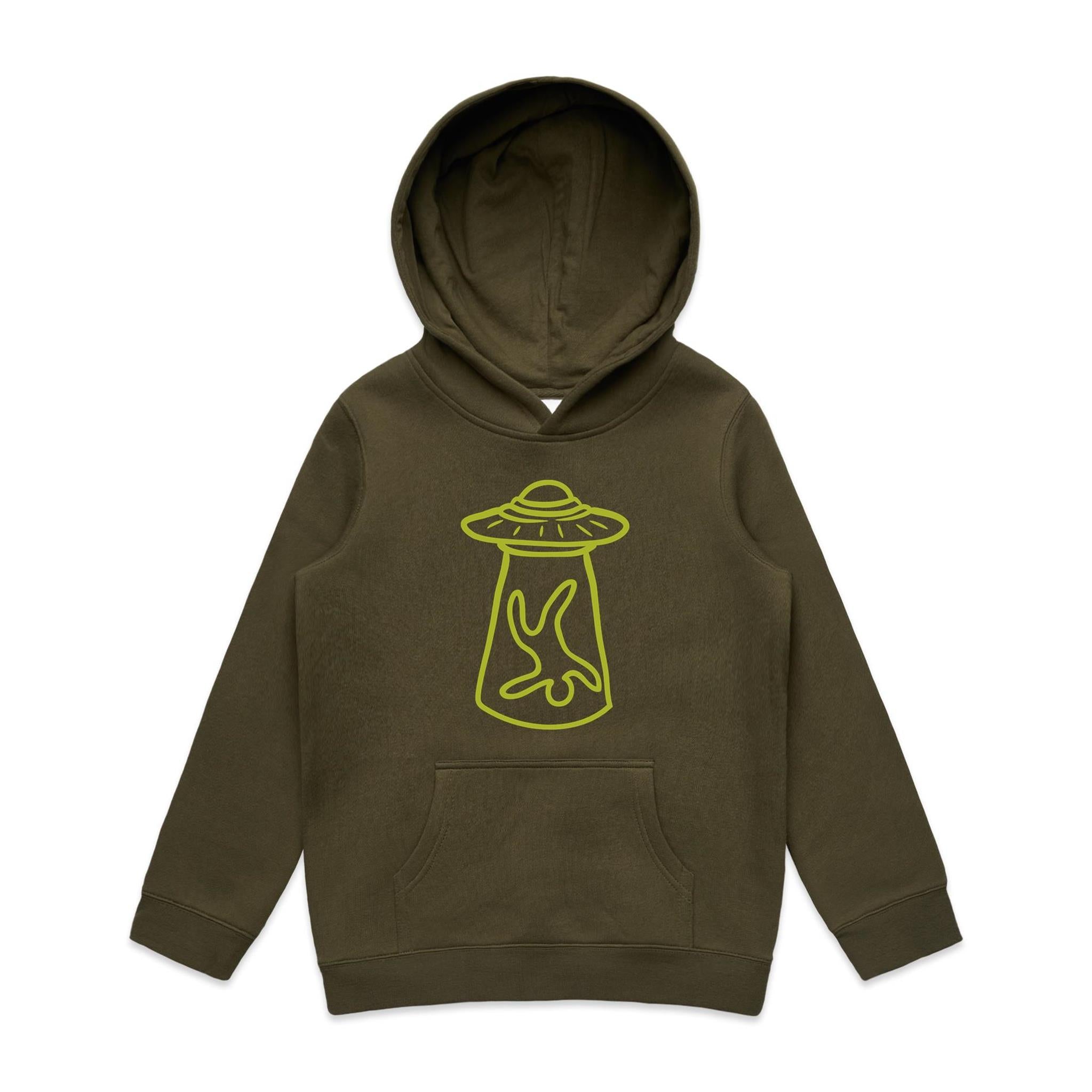 Alien Abduction, UFO - Kids Hoodie Army Kids Hoodie Printed In Australia