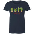 Merry Cactus, Christmas - Womens T-shirt Navy Womens Christmas T-shirt Christmas Printed In Australia