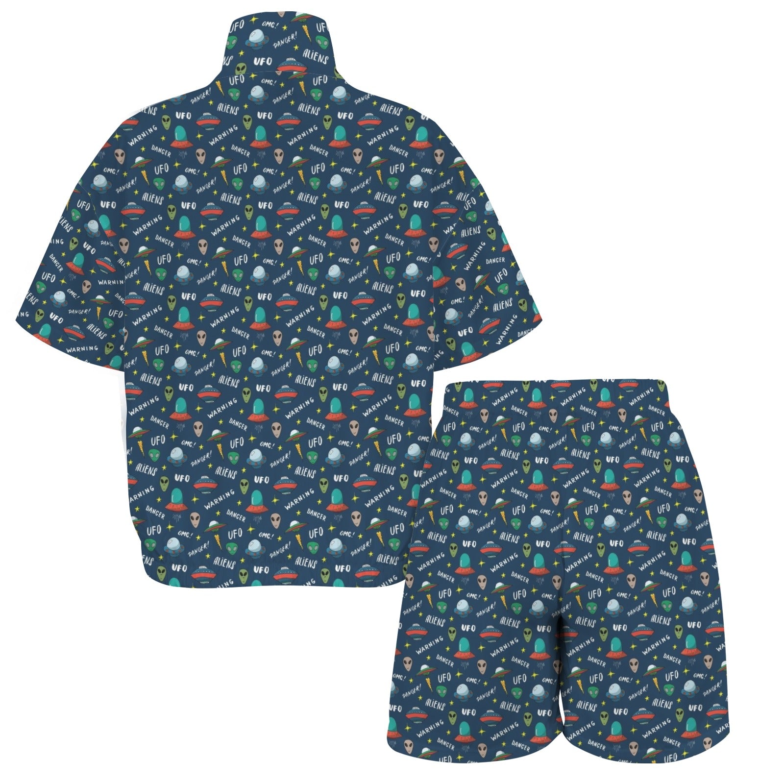 UFO's And Aliens Women's Windbreaker Short Set Women's Windbreaker Short Set Printed Offshore Sci Fi