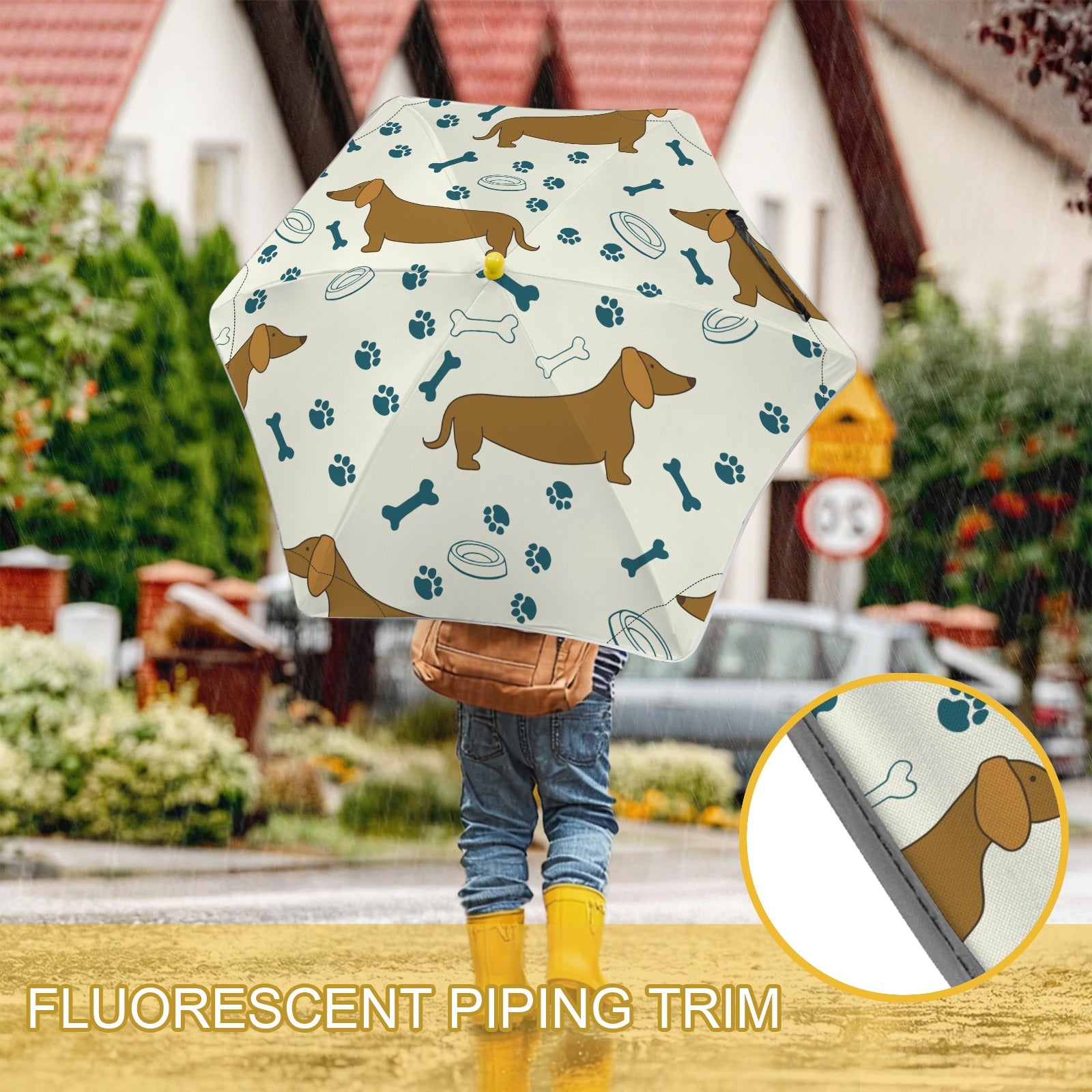 Dachshund Sausage Dog Kids Safe Round Corner Umbrella Kids Safe Round Corner Umbrella animal Printed Offshore