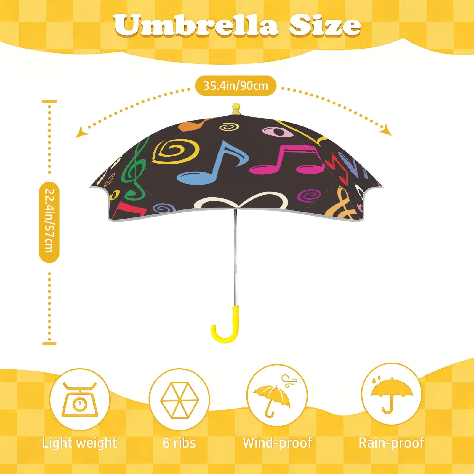 Music Love Kids Safe Round Corner Umbrella Kids Safe Round Corner Umbrella Music Printed Offshore