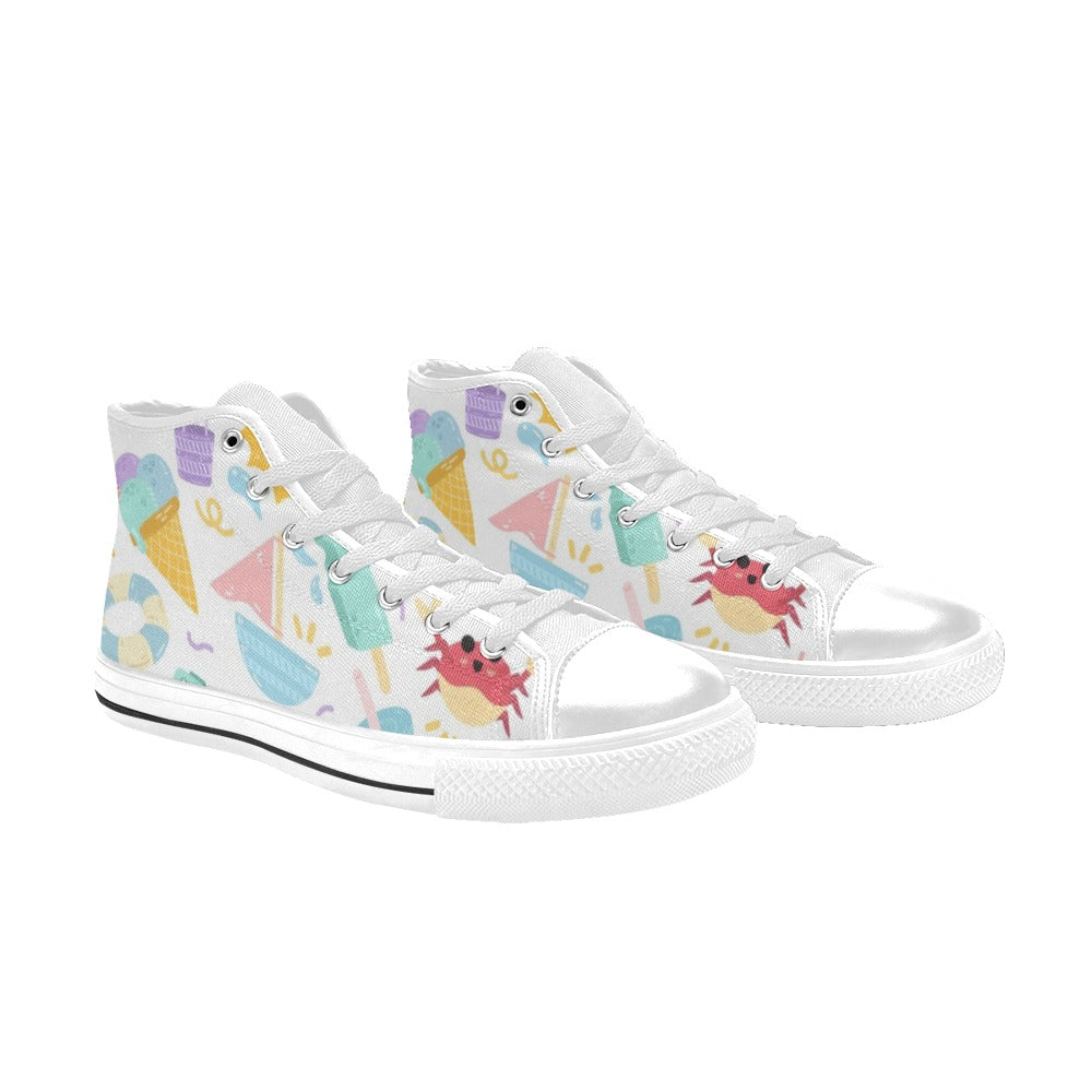 Summer Fun - Kids High Top Canvas Shoes
