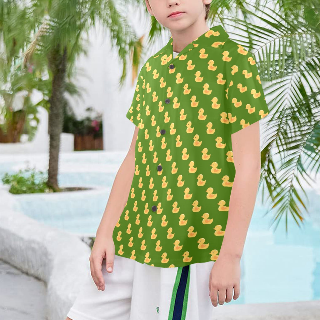 Rubber Ducks On Green Senior Kids Hawaiian Shirt