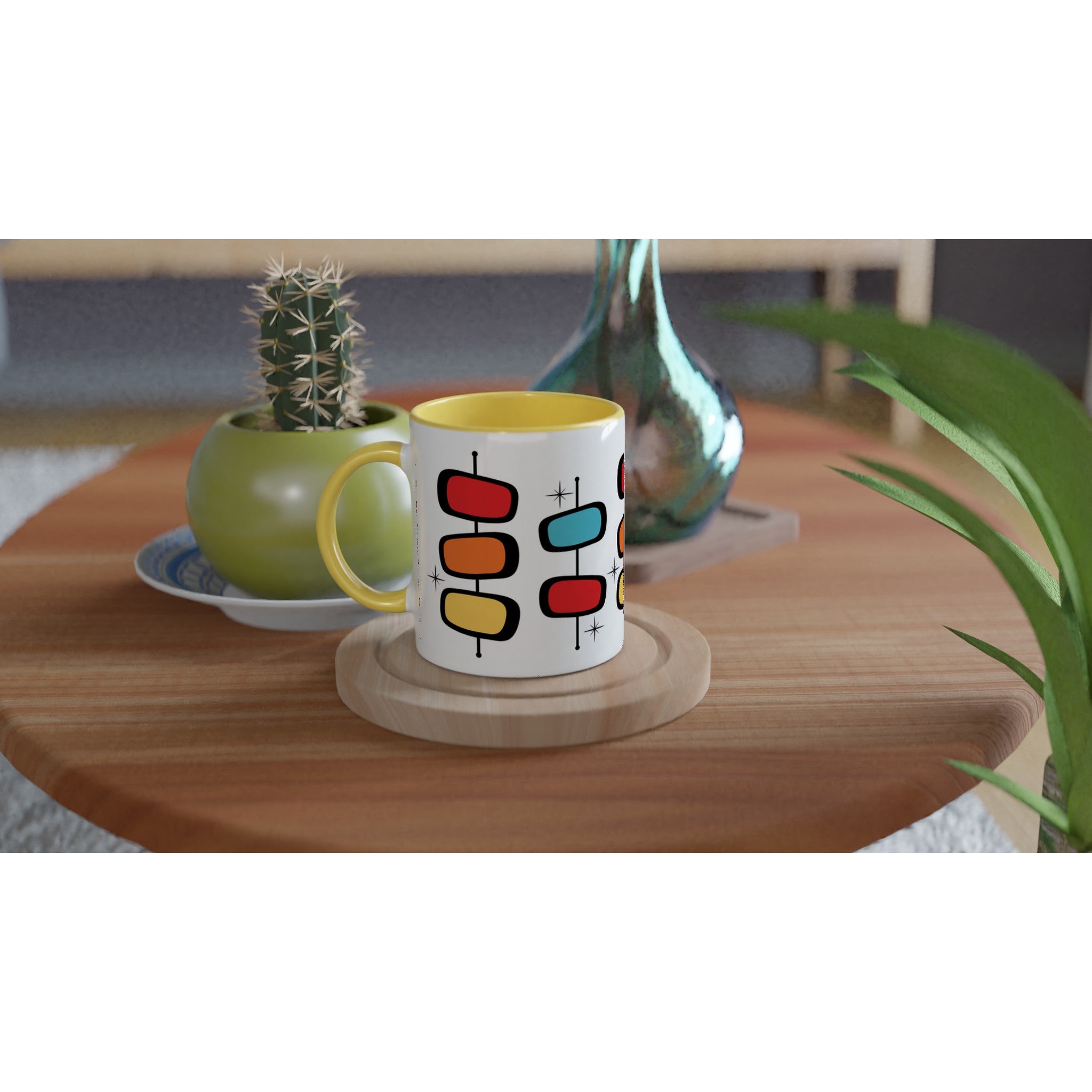 Retro Style - White 11oz Ceramic Mug with Colour Inside Colour 11oz Mug Globally Fulfilled Retro