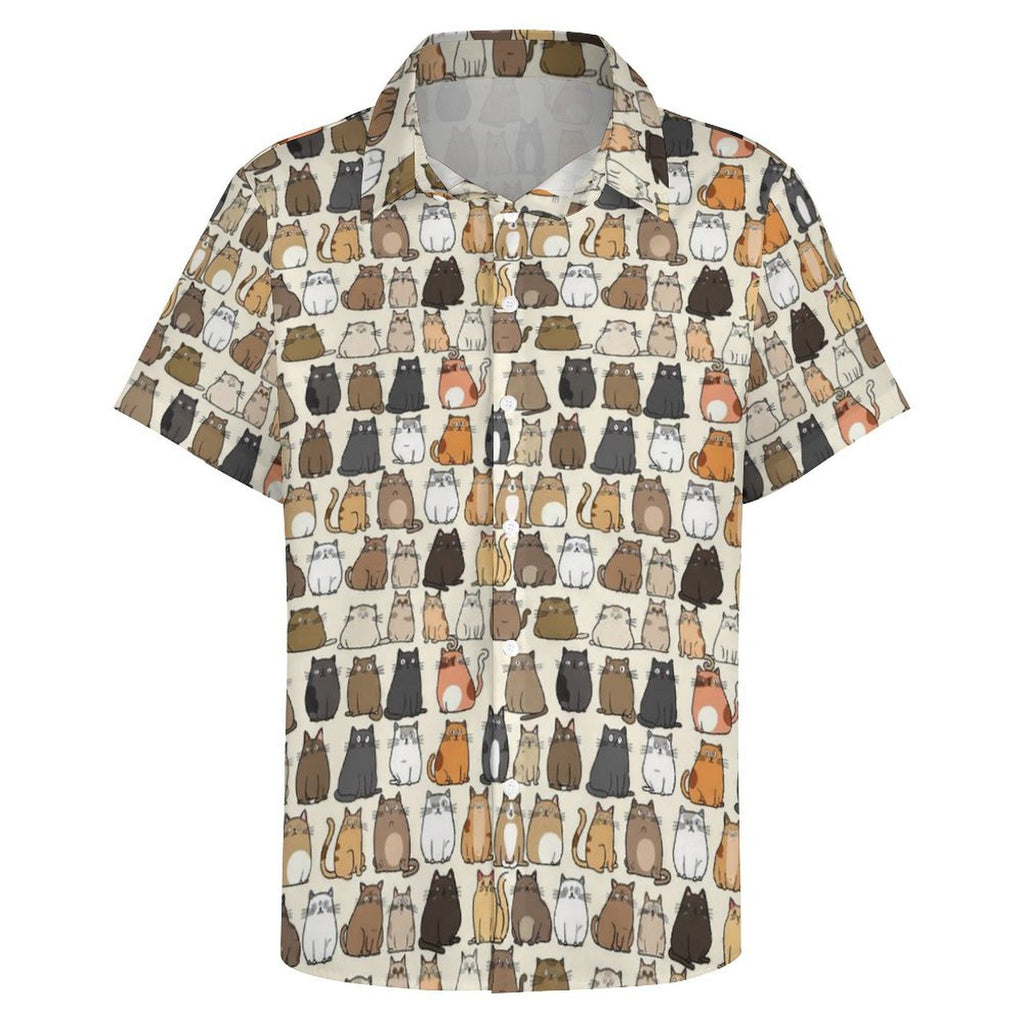 Lots Of Cats Women's Collared Pocketless Short Sleeve Shirt