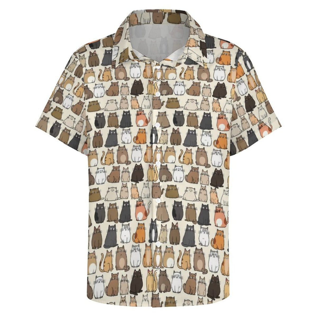 Lots Of Cats Women's Collared Pocketless Short Sleeve Shirt