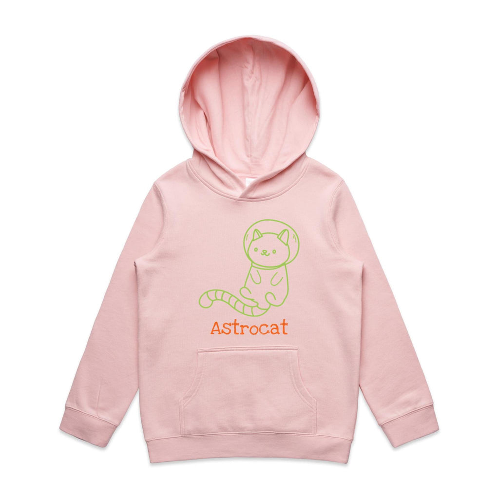Astrocat, Cat Astronaut - Kids Hoodie Pink Kids Hoodie Printed In Australia