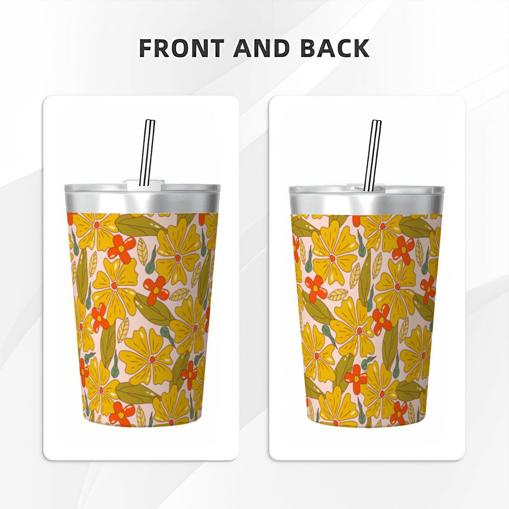 Trippy Floral Small Stainless Steel Travel Mug Cup 12oz/350ml